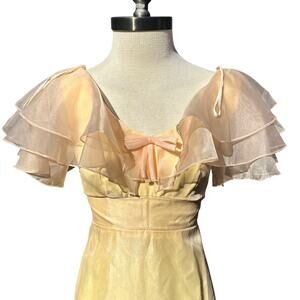 Vintage Peach Apricot Chiffon Formal Ruffle Dress Size 5/6 Modern 0